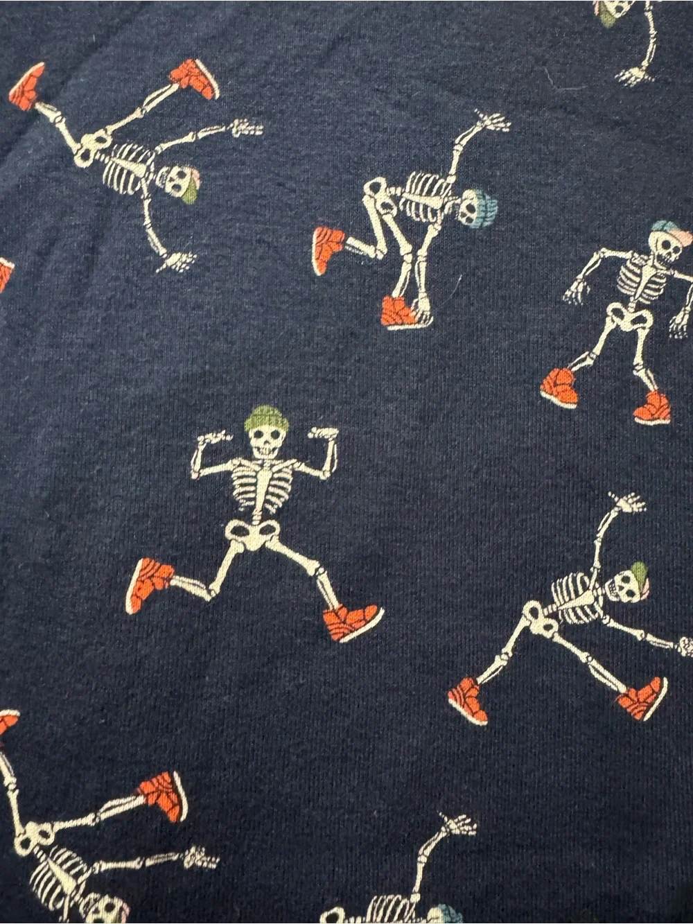 Old Navy Navy Long-Sleeve Kids Skeleton Pajama Top with Red Accents
